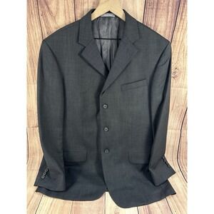 Oscar‎ De La Renta Sport Coat Blazer Mens 48R Wool DARK GRAY 3 Button Ventless